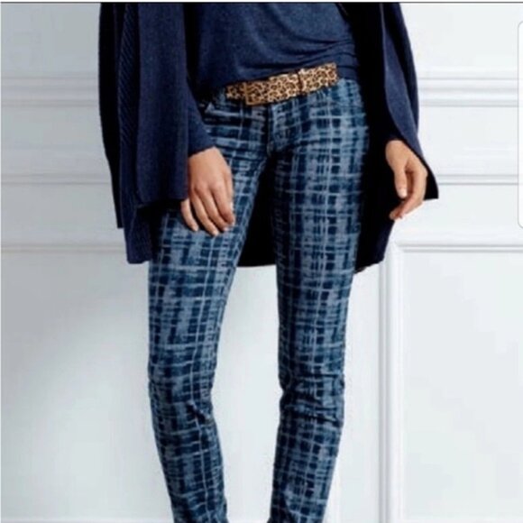 CAbi Denim - CAbi Tie Dye Blue Grid Print Skinny Jeans Style 3047 Size 4